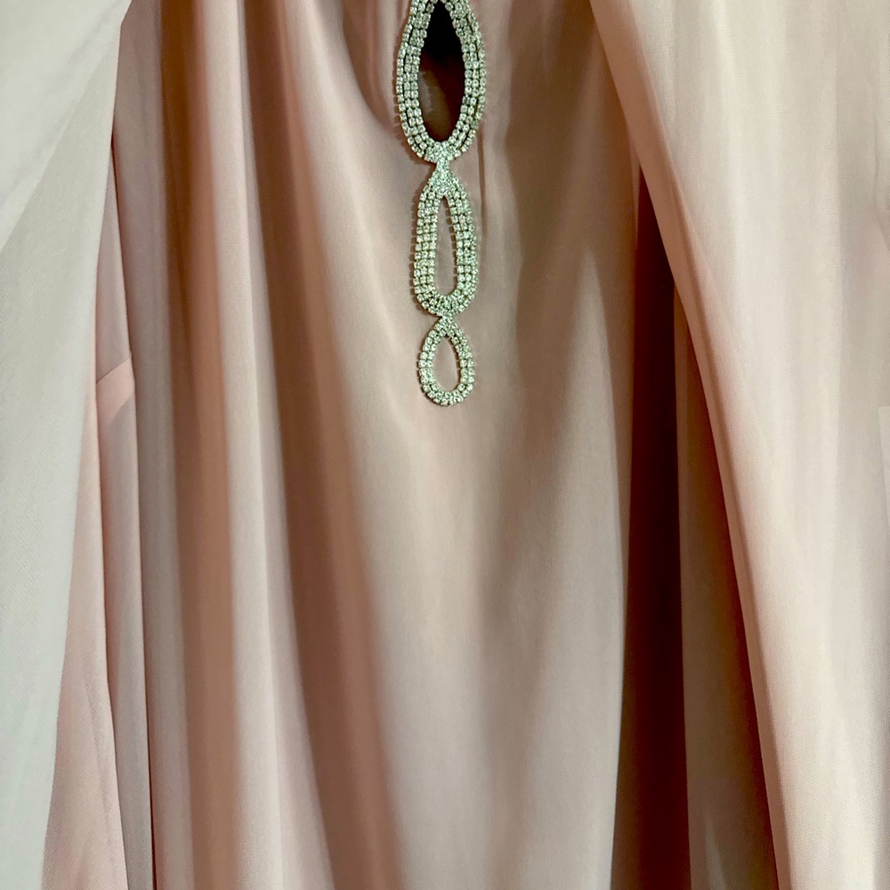 Elegant faded rose color Dress with Rhinestone